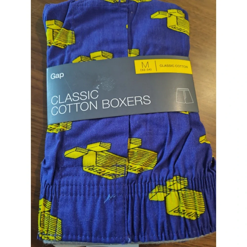 Gap Mens Classic Cotton Boxers Purple Yellow Butter Stick Print Size Med M 32-34